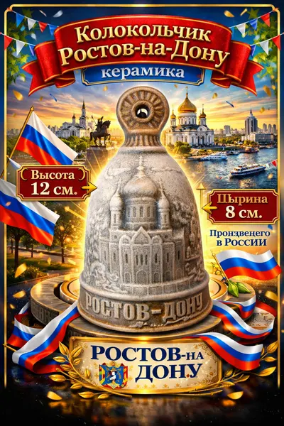 Сувенирный колокольчик "Ростов на Дону" с редутом от бренда PRESENT61