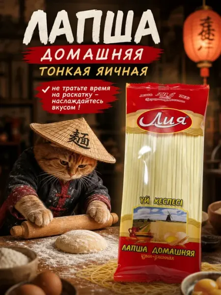 Лапша яичная длинная 250г 2шт ЛИЯ макароны Казахстан