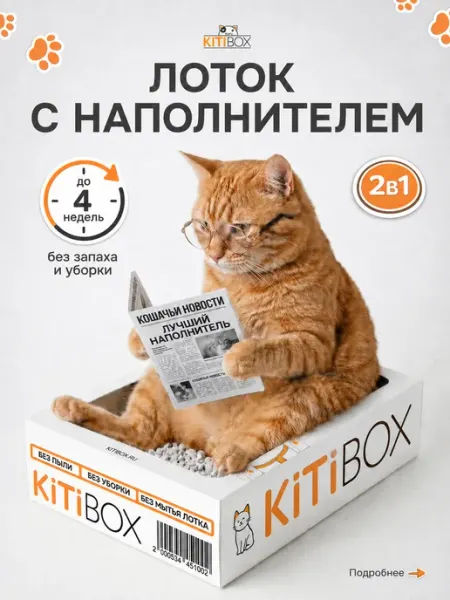 Лоток для кошек с наполнителем Китибокс одноразовый KiTiBOX