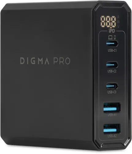Настольное зарядное устройство Digma Pro DPW10A универсальное, черный (DPW1A4G024BK)