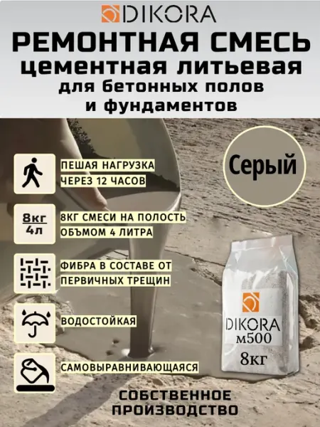 DIKORA Ремонтная смесь для полов и фундаментов 8кг