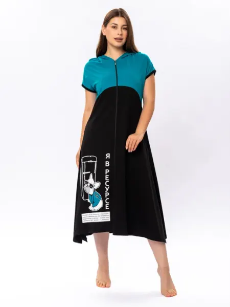 Халат DINAR TEXTILE трикотажный на молнии с капюшоном