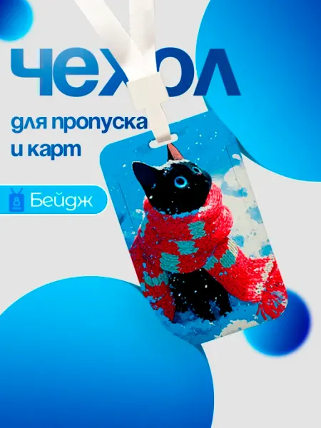 Чехол пластиковый бейдж для пропуска и карт на ленте SLVGO