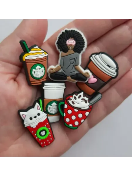 Джибитсы кофе йога jibbitz набор женские для девушек ЛЕТЯЩЕЙ ПОХОДКОЙ