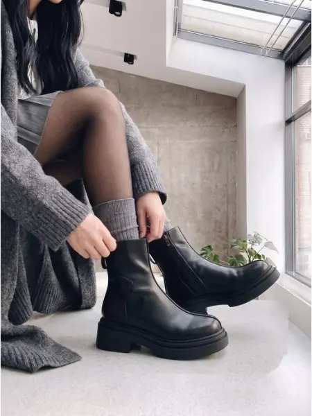 Ботинки демисезонные черные на молнии SHOES OCEAN