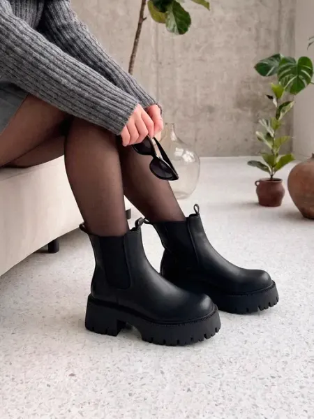 Ботинки челси демисезонные черные на платформе SHOES OCEAN