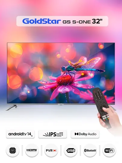 Умный безрамочный телевизор GOLDSTAR 32" HD
