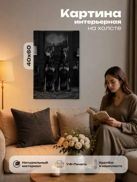 Картина интерьерная на стену 40х60 Собаки Розовый Гусь