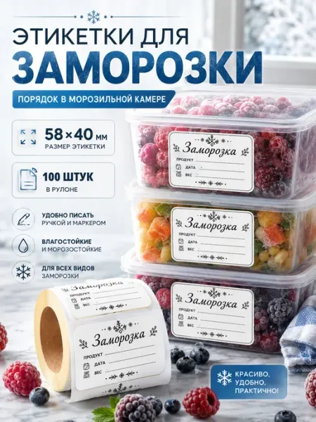 Наклейки для заморозки и маркировки 58х40см 100 штук