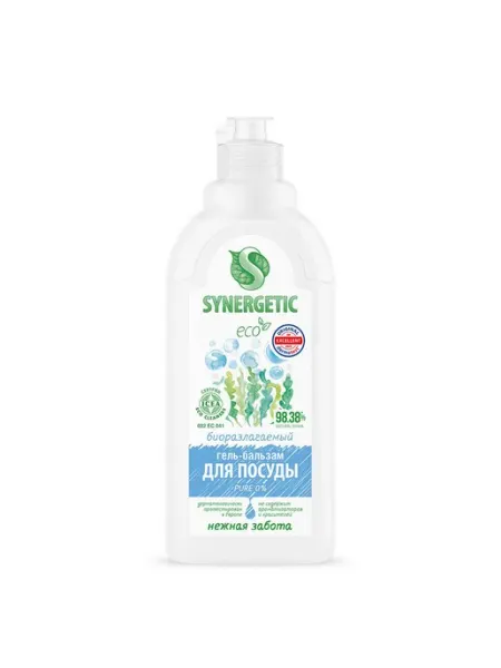 Гель-Бальзам для мытья посуды Pure 0%, 0,5 л SYNERGETIC