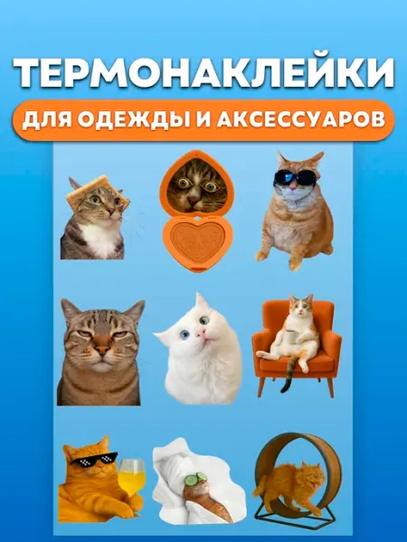 Термонаклейки для одежды и аксессуаров Коты мемы RedPony
