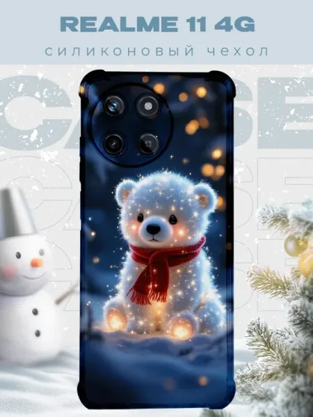 Новогодний чехол для телефона Realme 11 мишка PRINTberries
