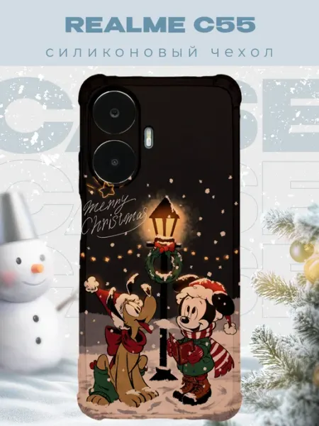 Новогодний чехол для телефона Realme C55 микки маус PRINTberries
