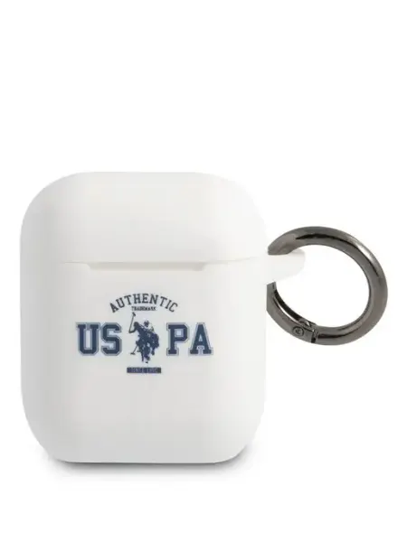 Чехол для Apple Airpods 1 и 2 с карабином Silicone U.S. Polo Assn.