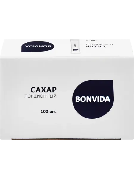 Сахар белый кристаллический порционный 100 стиков по 5 г Bonvida