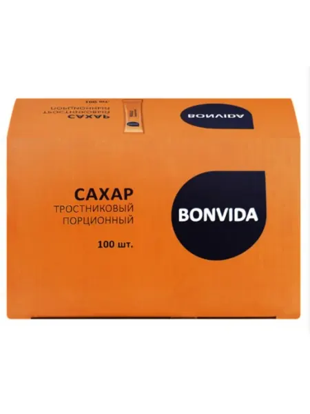 Сахар тростниковый порционный 100 стиков по 5 г Bonvida