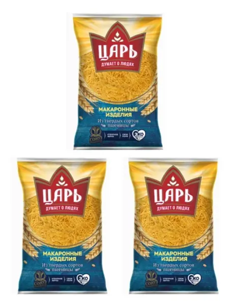 Макаронные изделия Тонкая вермишель, 400 гр, 3 шт Царь