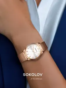 Женские стальные наручные часы SOKOLOV на миланском браслете, 326.73.00.000.05.02.2