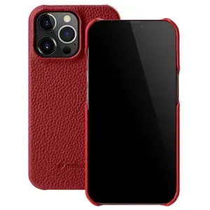 Кожаный чехол накладка Melkco для Apple iPhone 13 Pro (6.1") - Snap Cover, красный