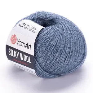 Пряжа Шелк шерсть (Silky wool) упаковка 10 мотков 25 г. 190 м. 35% шелк вискоза 65% мериносовая шерсть цвет 331 джинс