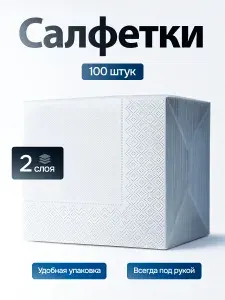 Салфетки бумажные 2 слоя 100 листов 24x24