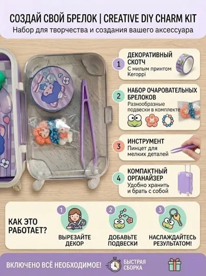 Набор для создания брелока своими руками DIY, мини чемоданчик с аксессуарами