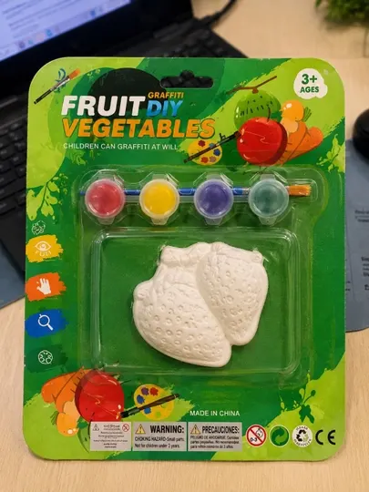 Набор для раскрашивания гипсовых фигурок детям DIY Fruits с красками и кисточкой