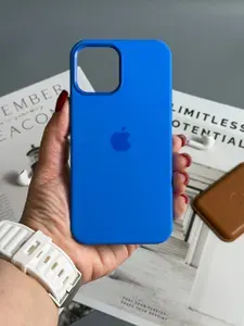 Чехол для iPhone 12 Pro Max защита камеры и экрана / Silicone Case MagSafe / Анимация в цвет чехла / Capri Blue_2