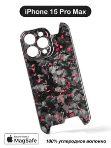 Карбоновый чехол iPhone 15 Pro Max - кованый карбон, глянцевый (FG-RUBIN)