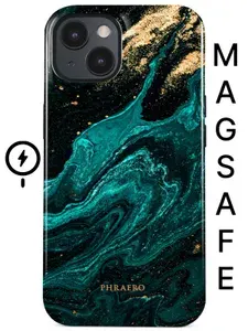 Чехол для iPhone 15 MagSafe фирменный / кейс на айфон 15 с МагСейф Изумрудный Бассейн