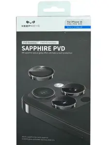 Защитные Линзы SAPPHIRE Keephone на камеру для телефона iPhone 16 Pro / 16 Pro Max, из алюминиевого сплава, camera lens, сапфировое стекло, цвет Black Titanium