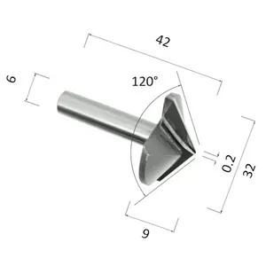 Фреза DJTOL N2V632120 V-образная конусная (по дереву, композиту (АКП), пластику)