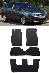 Ева коврики Toyota Prius v+ (ZVW40) 7мест 2011 -/ Ева ЭВА РОМБ/ цвет Черный c черной окантовкой / EVA Smart / коврики в салон автомобиля Тойота
