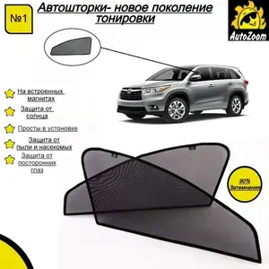 Автошторки магнитные для Toyota Highlander III (U50) (2013-2019),( Тойота Хайлендер 50) на передние двери 2 шт/шторки для автомобиля/съемная тонировка/AutoZoom