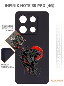 Чехол для Infinix Note 30 Pro 4G с защитой камеры, с внутренней подкладкой из микрофибры, черный с принтом ТИГР, лаковое покрытие / Инфиникс Нот 30 Про