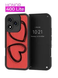 Чехол на Honor 400 Lite / Хонор 400 Лайт с принтом, Сердечки на красном фоне