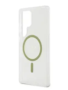 Чехол Guess на Samsung Galaxy S25 Ultra Magsafe из пластика и силикона, с блестящей разметкой Glitter Circle, PC/TPU, прозрачный
