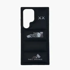 Чехол для Samsung S24 Ultra черный силиконовый дутый пуховик North Face