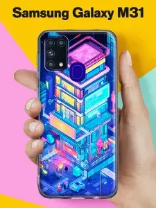 Силиконовый чехол на Samsung M31 Неоновый мегаполис для Самсунг М31