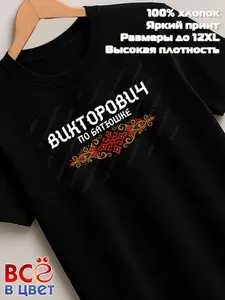 Футболка Всё в цвет черная Викторович по батюшке прикол 1 шт