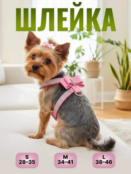 DoggoD Шлейка для собак мелких пород со стразами