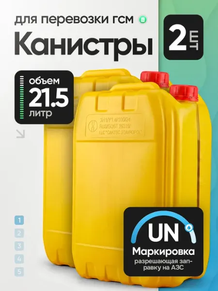 Канистра топливная 20 л для гсм, бензина пластиковая 2 шт