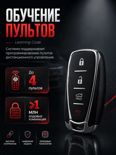 Автомобильная сигнализация AVA PRO, 2 пульта в дизайне Malibu 2, датчик удара