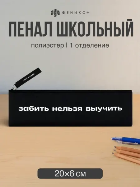 Пенал школьный 20х6 см из полиэстера Феникс+