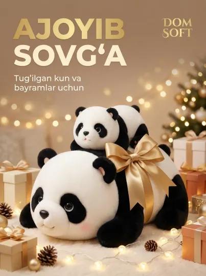 Большая мягкая плюшевая игрушка Панда DOM SOFT, подушка-обнимашка