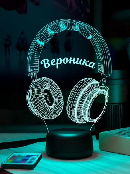 Ночник с именем Вероника Наушники 3Д-НОЧНИК