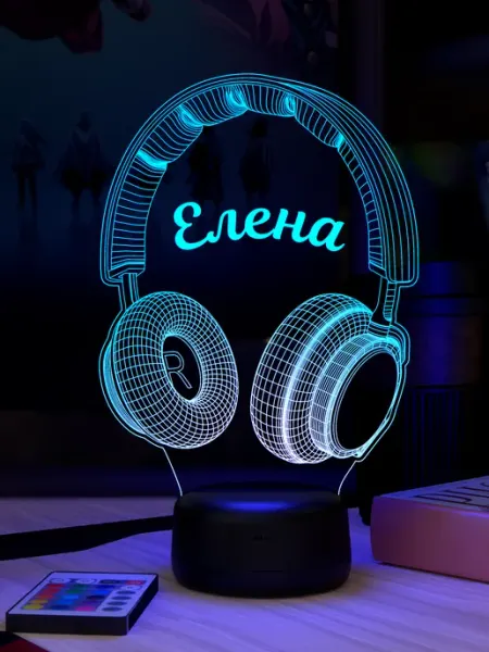 Ночник с именем Елена Наушники 3Д-НОЧНИК