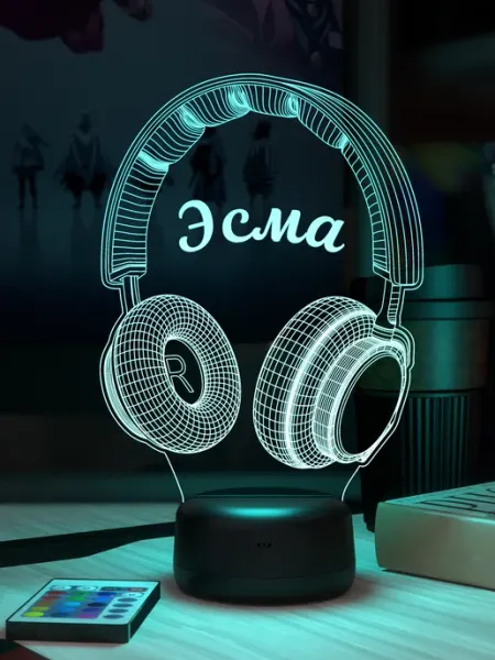 Ночник с именем Эсма Наушники 3Д-НОЧНИК