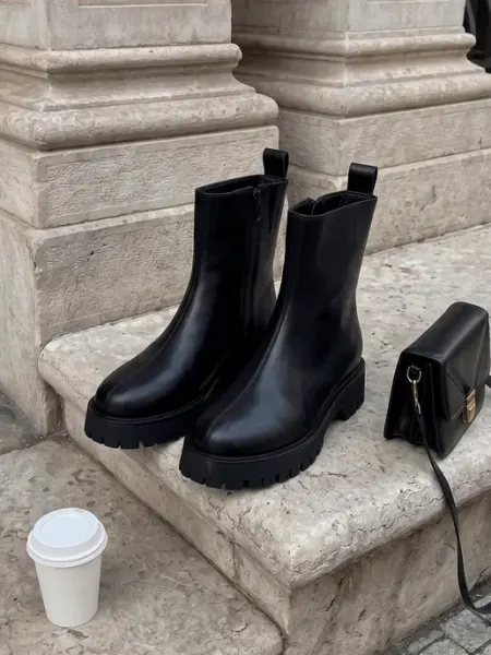 Ботинки демисезонные черные на платформе SHOES OCEAN