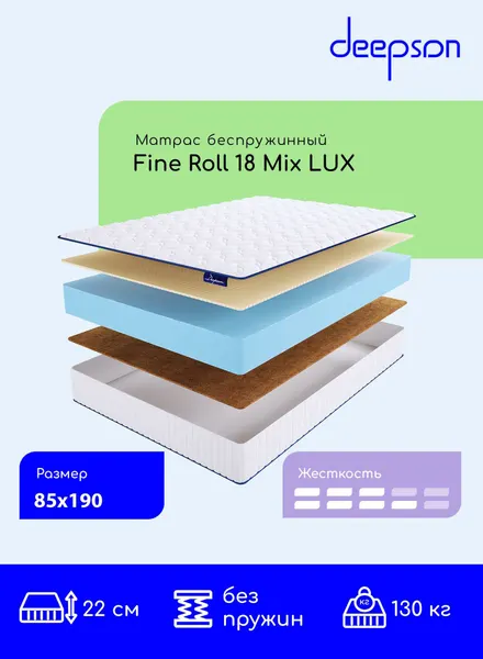 Матрас 85x190 ортопедический буспружинный Fine Roll 18 Mix LUX высота 22 см